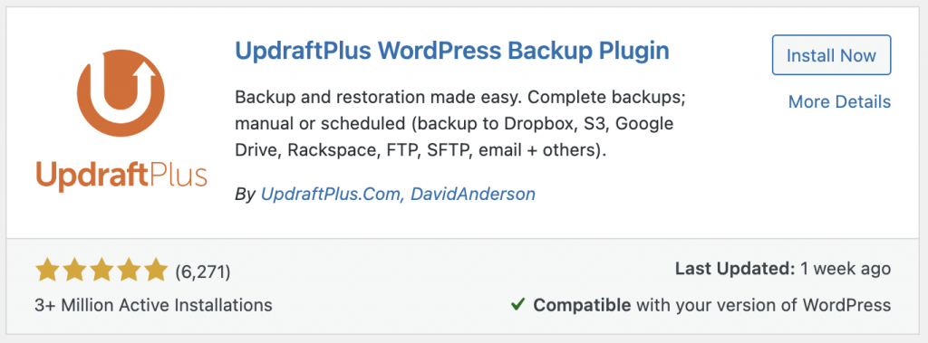 UpdraftPlus Plugin for WordPress website backups
