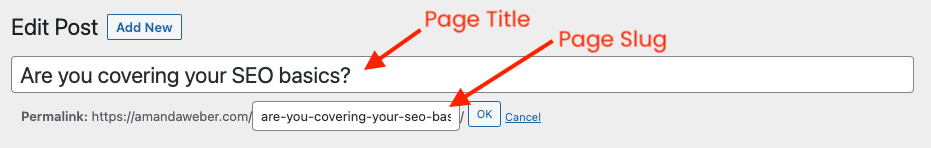 WordPress: Page Titles & Page Slugs should be optimized for SEO